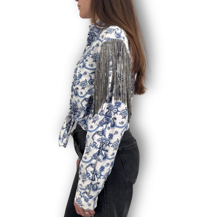 VINTAGE RHINESTONE TIE TOP