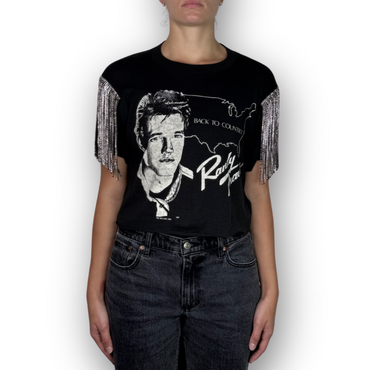 VINTAGE RHINESTONED RANDY TRAVIS TSHIRT | MENS XS