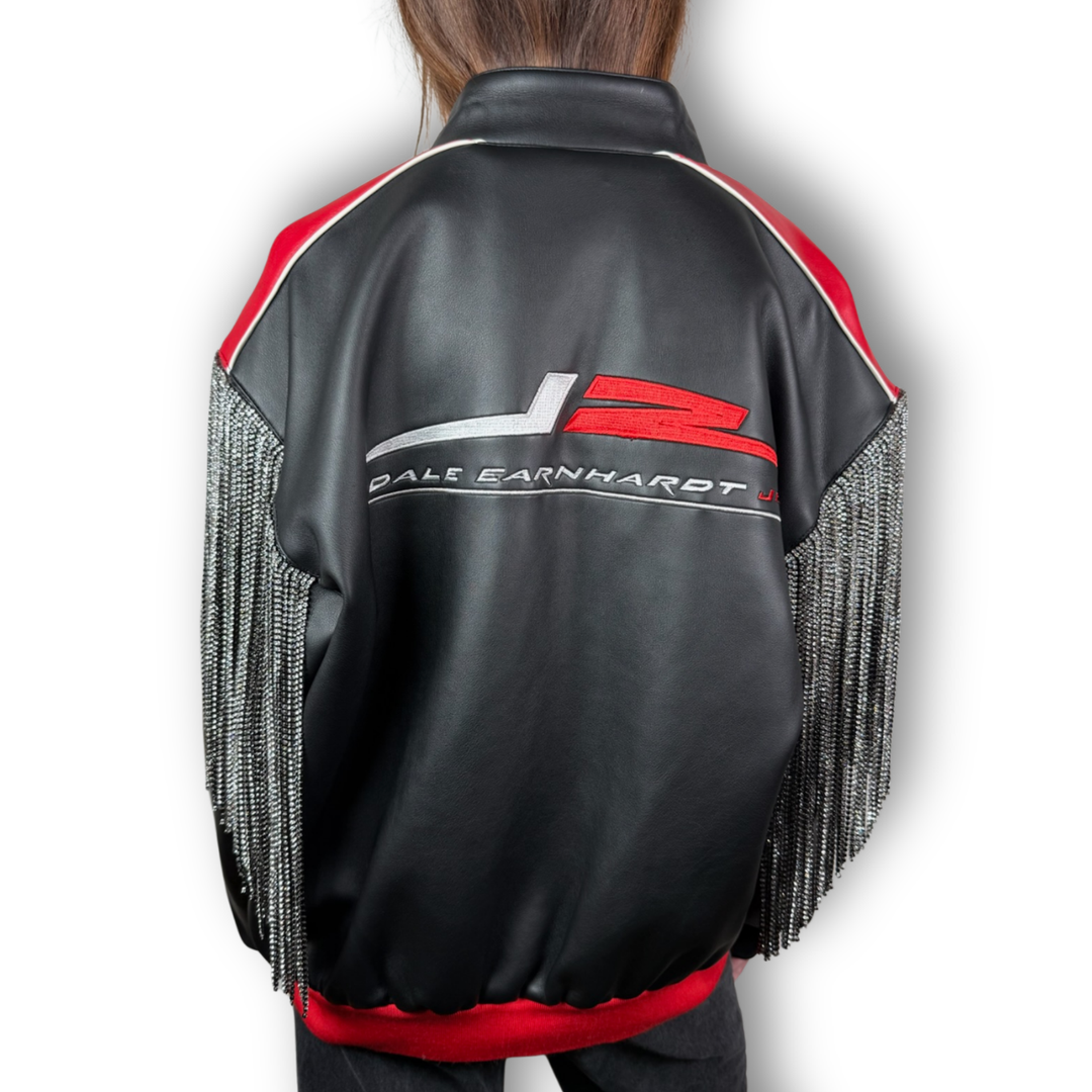 VINTAGE RHINESTONE FRINGE LEATHER JACKET