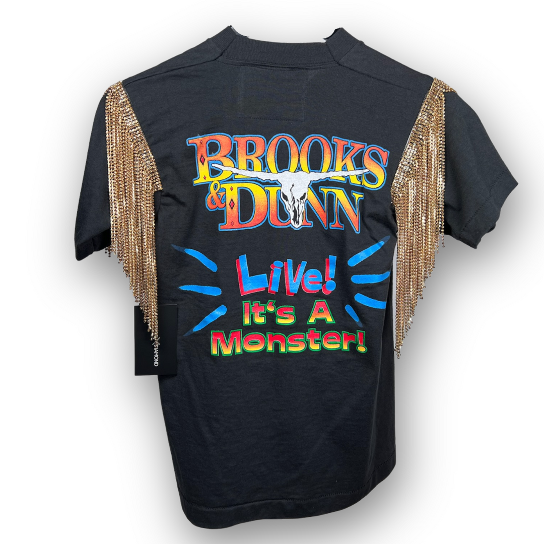 VINTAGE RHINESTONED BROOKS AND DUNN TSHIRT | MENS XS