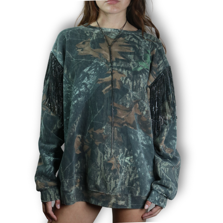 VINTAGE RHINESTONE CAMO SWEATSHIRT