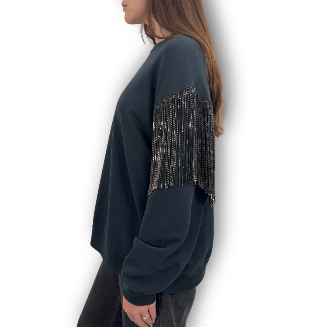 VINTAGE RHINESTONE FRINGE SWEATSHIRT
