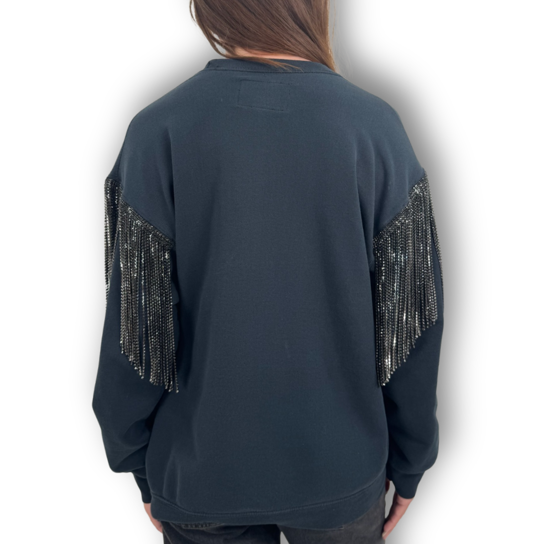 VINTAGE RHINESTONE FRINGE SWEATSHIRT
