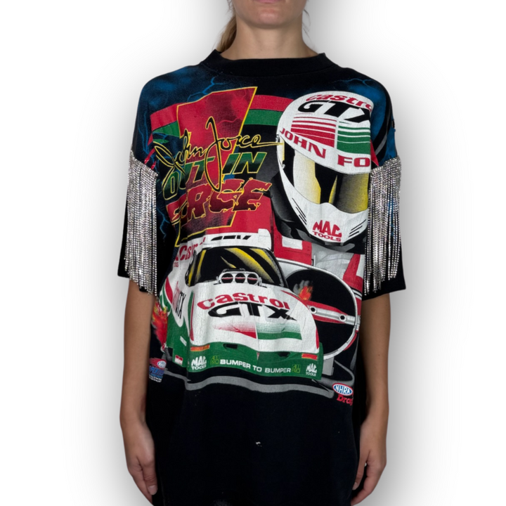 VINTAGE RHINESTONED NASCAR TSHIRT | MENS L