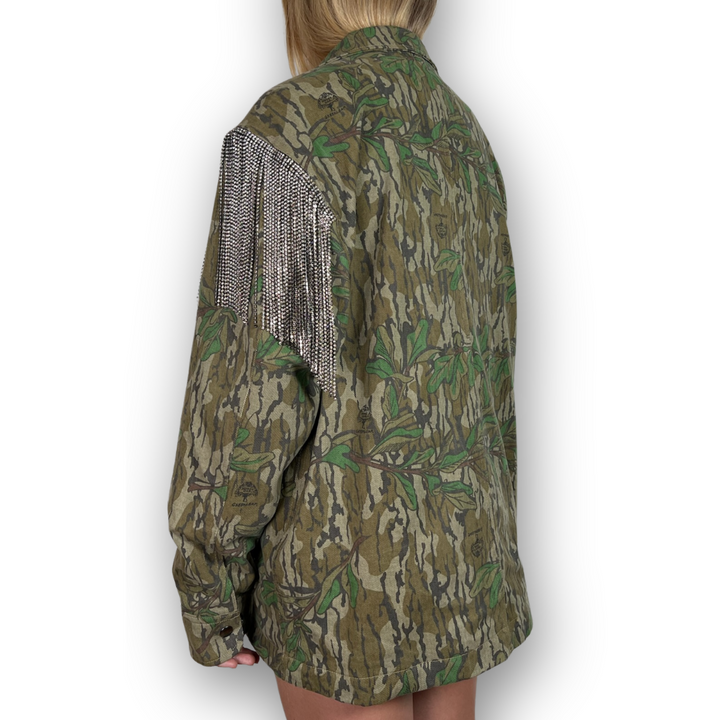 TRIBE KELLEY x DXD RHINESTONE FRINGE CAMO JACKET