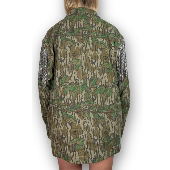 TRIBE KELLEY x DXD RHINESTONE FRINGE CAMO JACKET