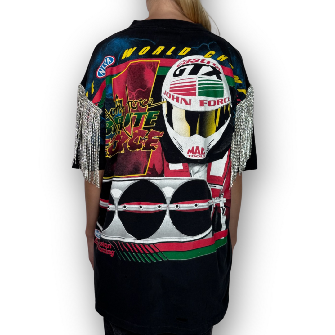 VINTAGE RHINESTONED NASCAR TSHIRT | MENS L