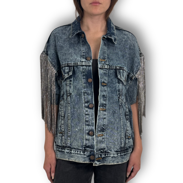 VINTAGE RHINESTONE FRINGE VEST