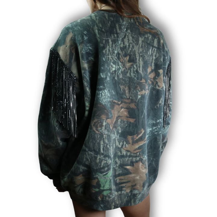 VINTAGE RHINESTONE CAMO SWEATSHIRT