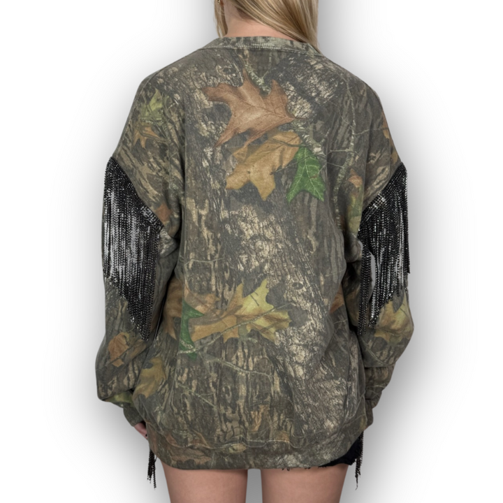 VINTAGE RHINESTONED CAMO SWEATSHIRT