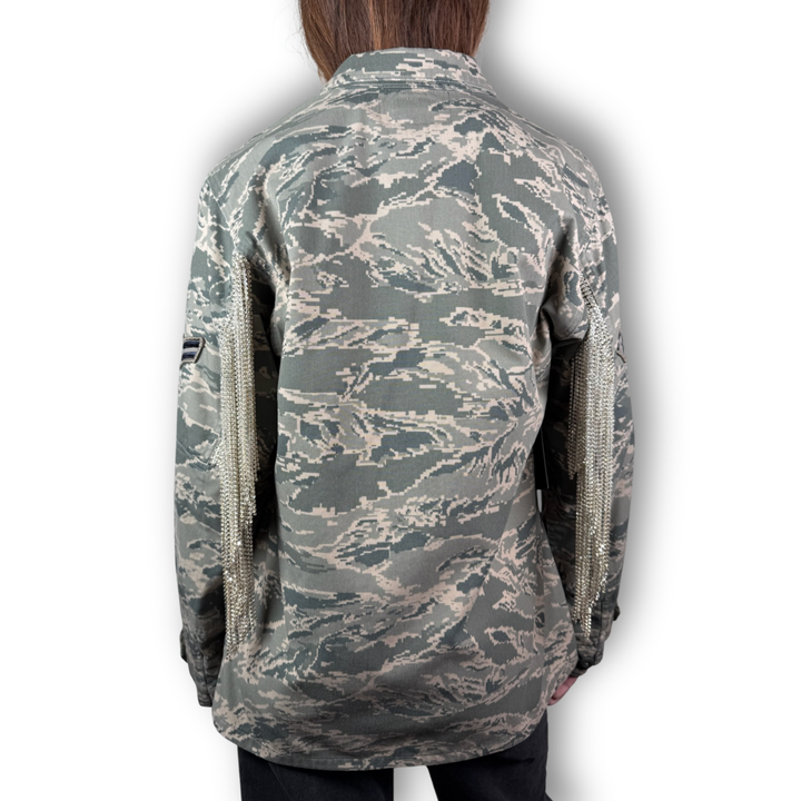 VINTAGE RHINESTONE FRINGE MILITARY JACKET