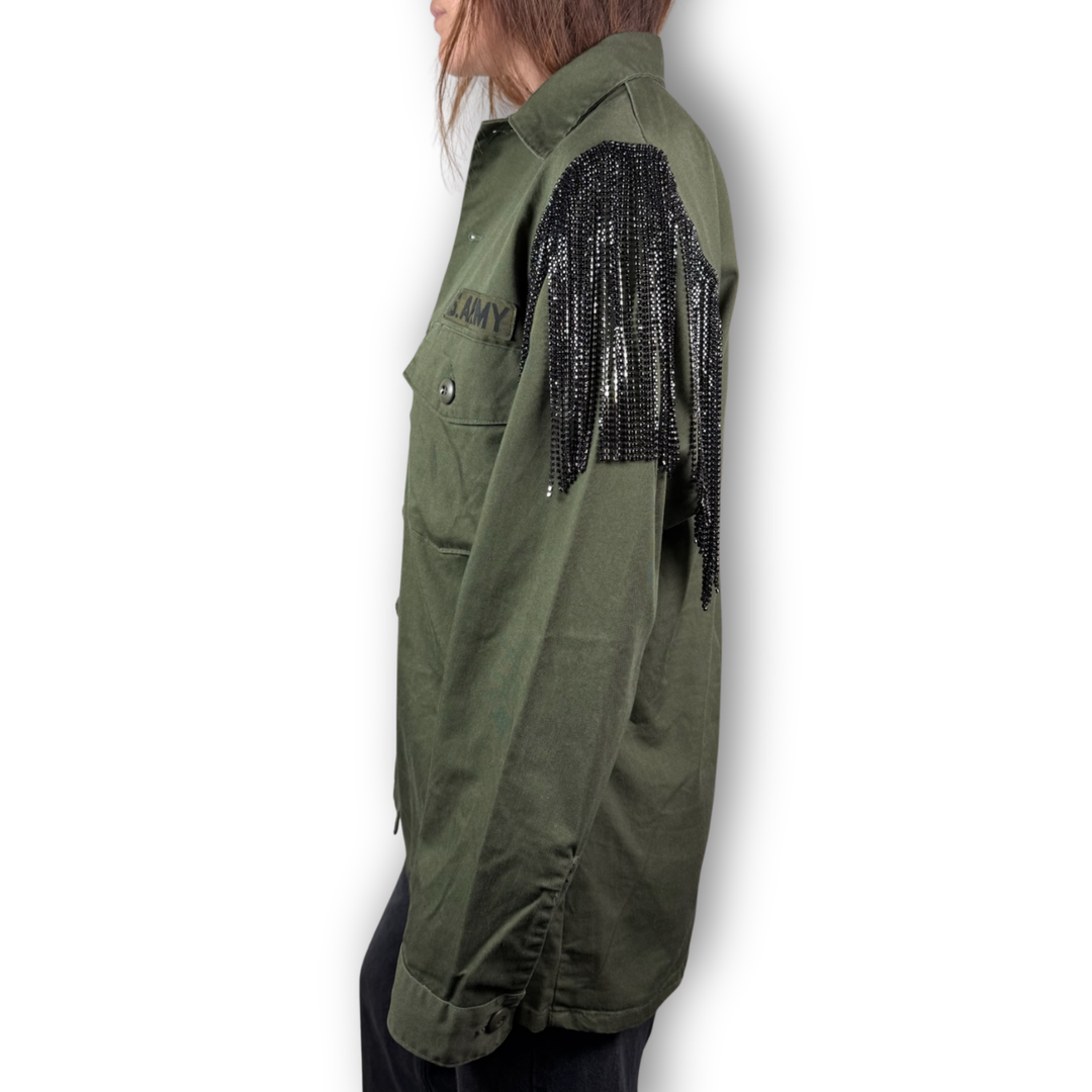 VINTAGE RHINESTONE FRINGE BUTTON DOWN