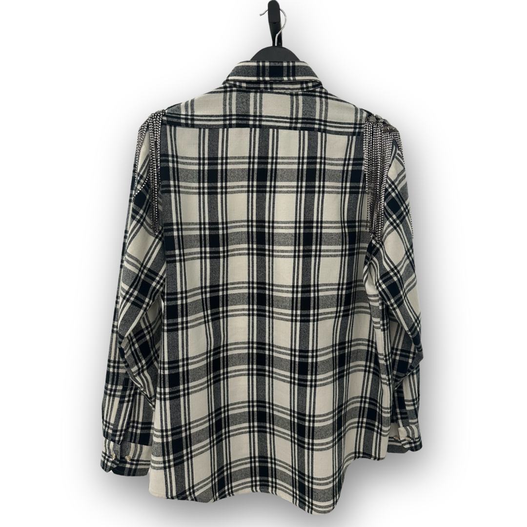 Fringe flannel sale