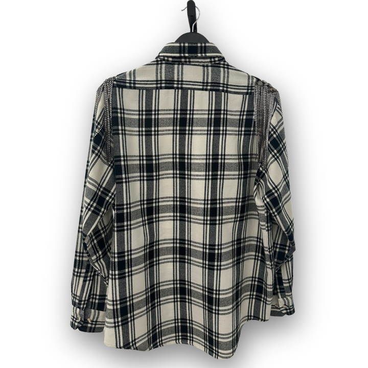 SAMPLE SALE RHINESTONE FRINGE FLANNEL