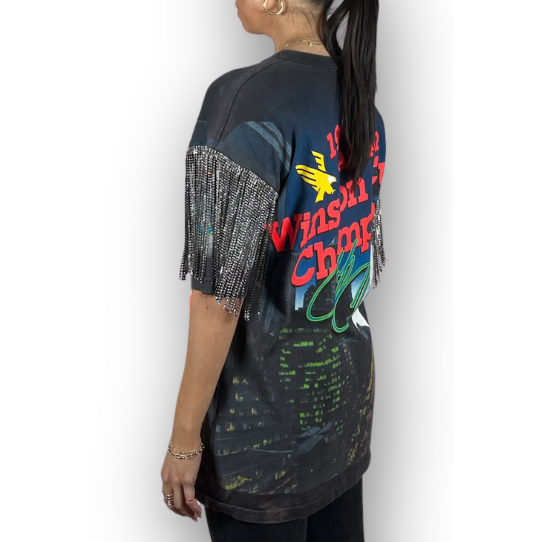 VINTAGE RHINESTONED NASCAR TSHIRT | MENS L