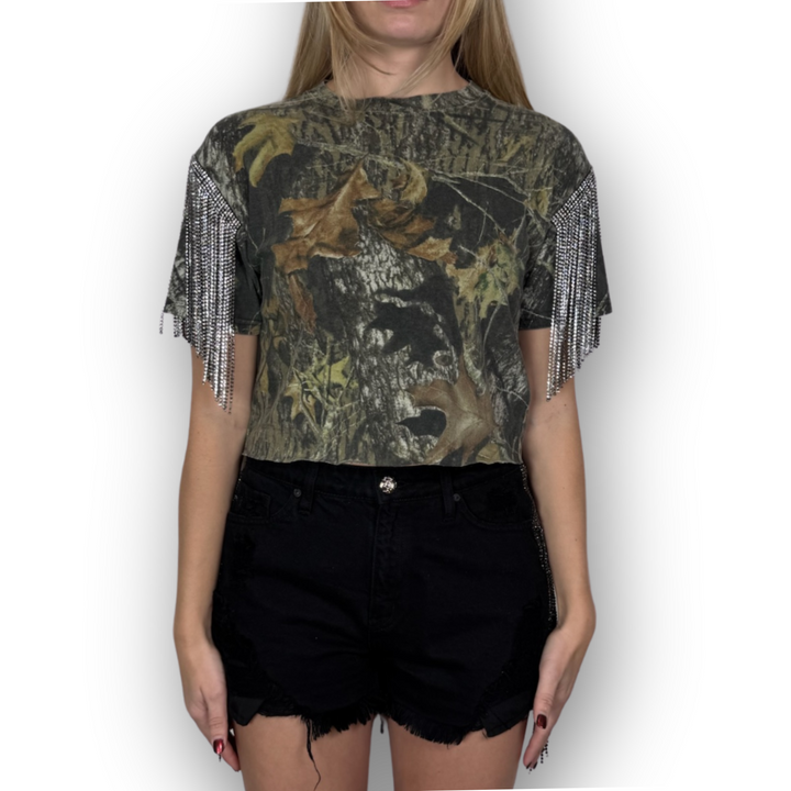 VINTAGE RHINESTONED CAMO TSHIRT