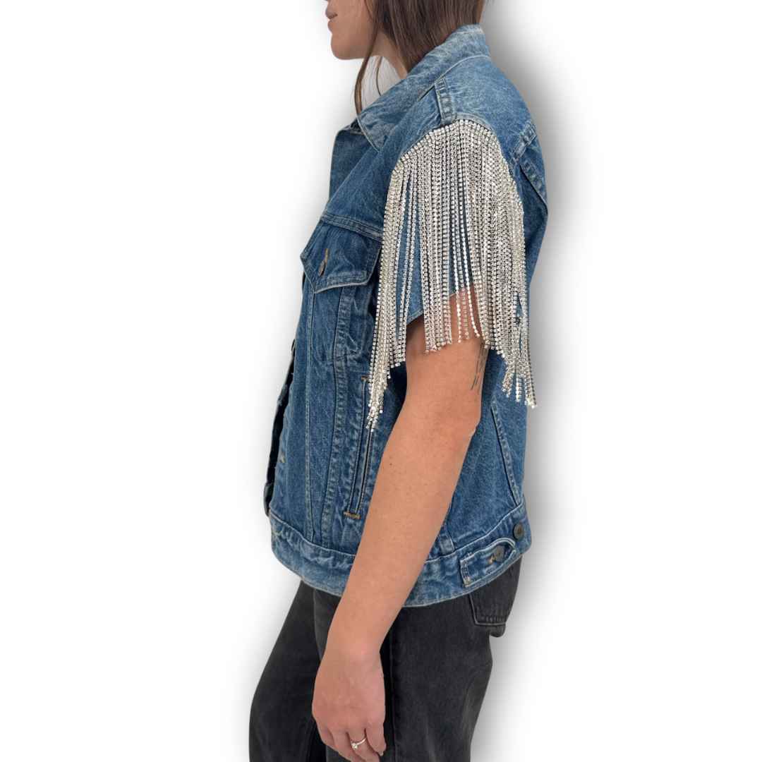 VINTAGE RHINESTONE FRINGE VEST