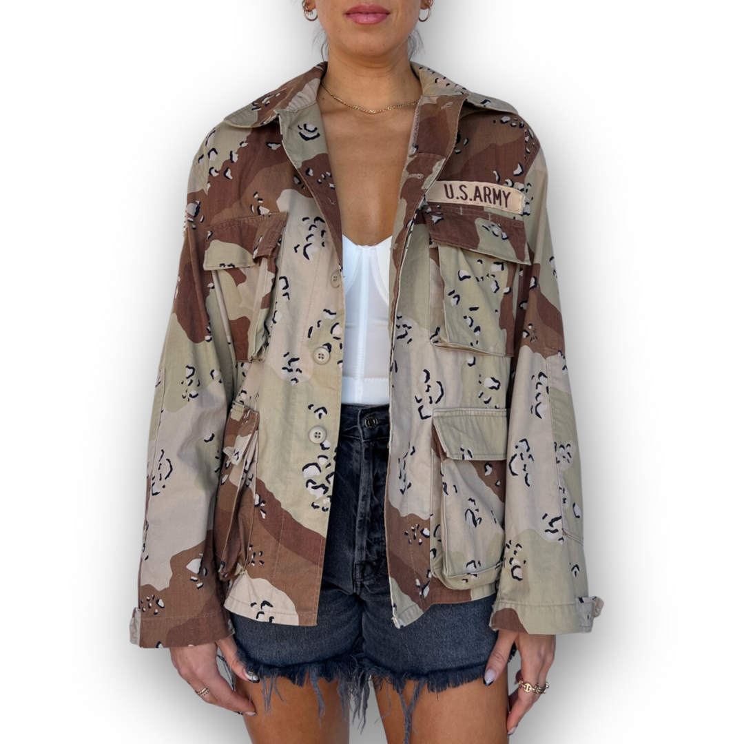 VINTAGE RHINESTONE FRINGE CAMO JACKET