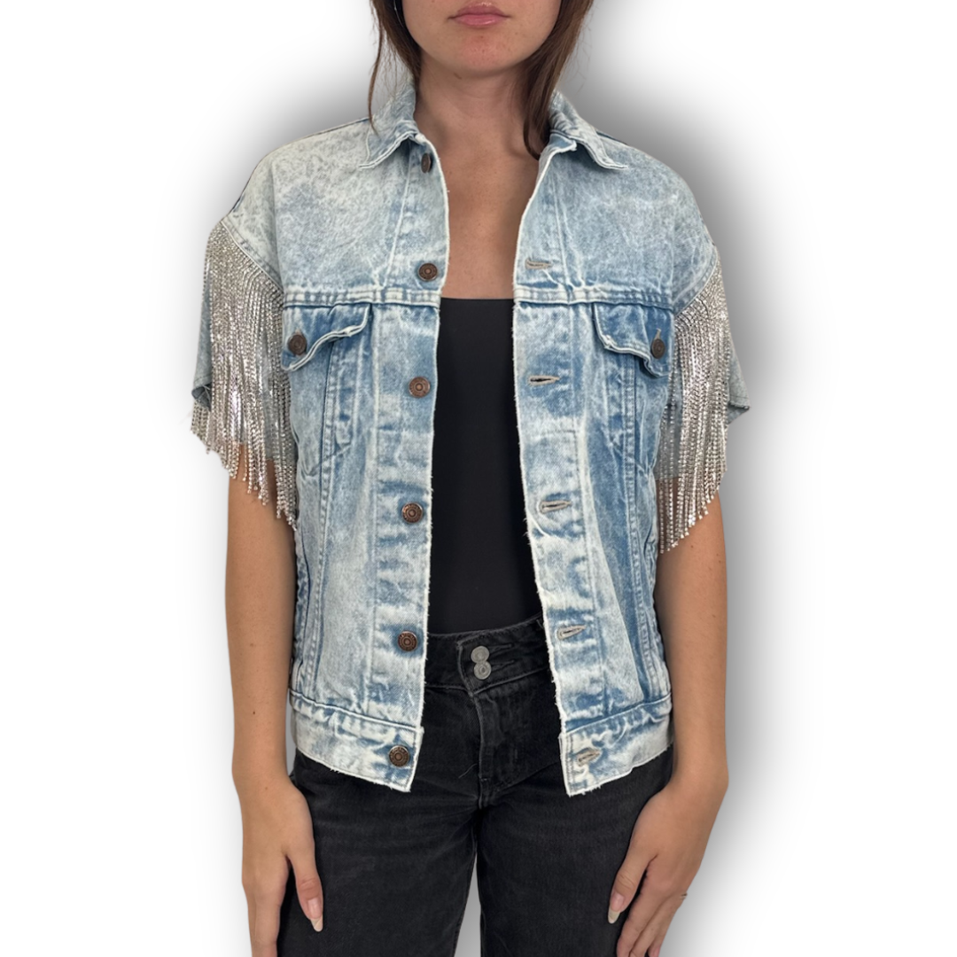 VINTAGE RHINESTONE FRINGE VEST