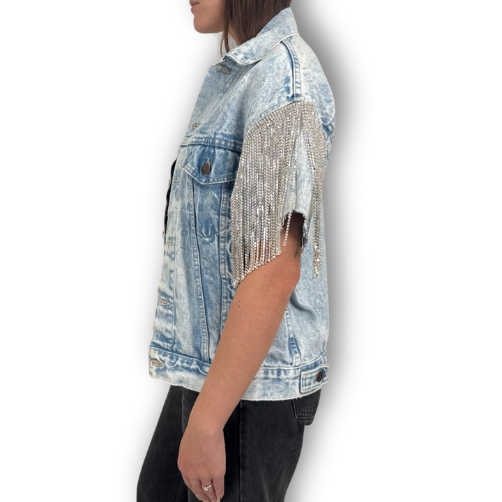 VINTAGE RHINESTONE FRINGE VEST