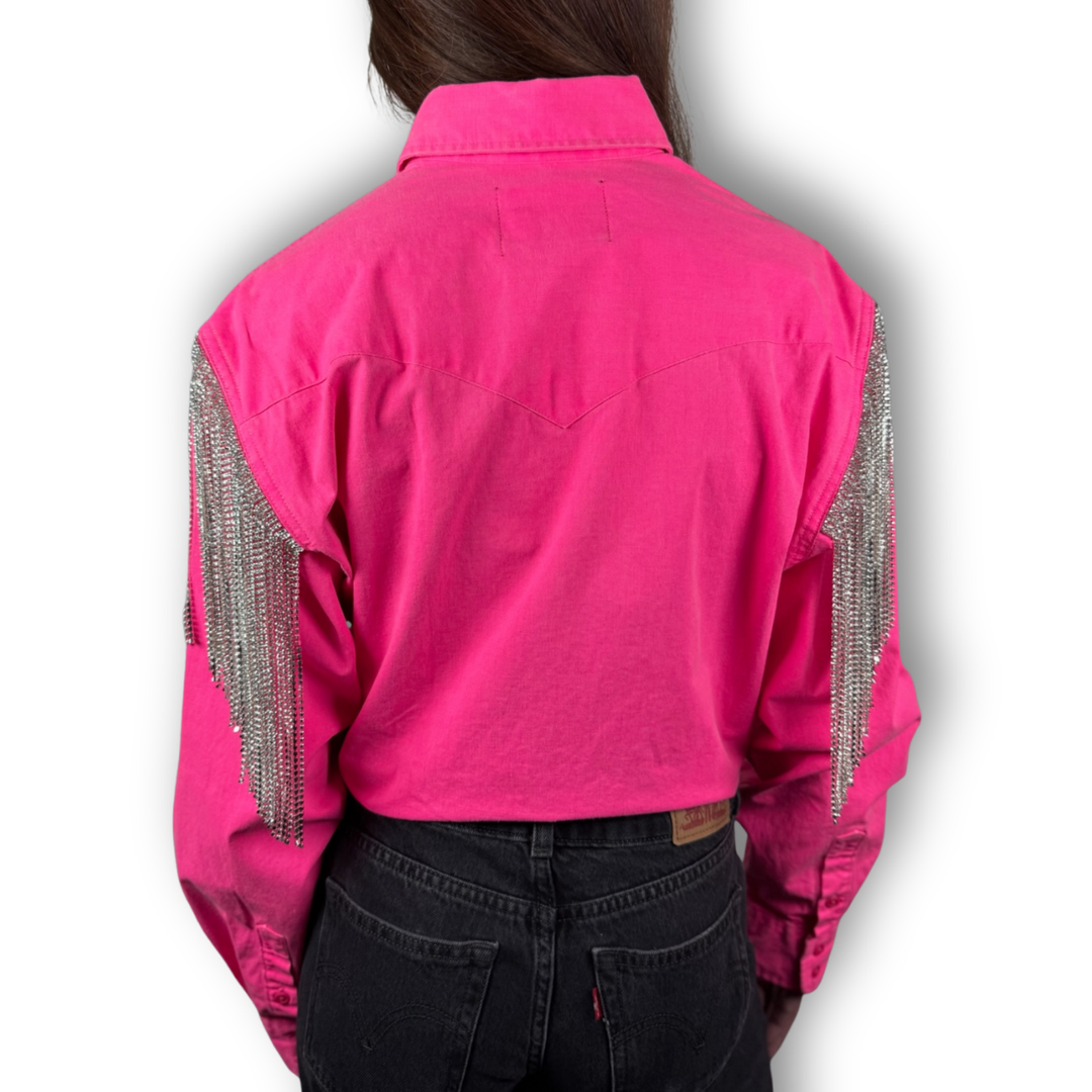 VINTAGE RHINESTONE FRINGE TIE TOP