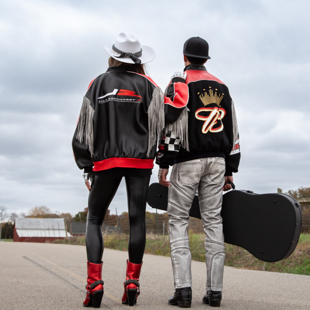 VINTAGE RHINESTONE FRINGE NASCAR JACKET