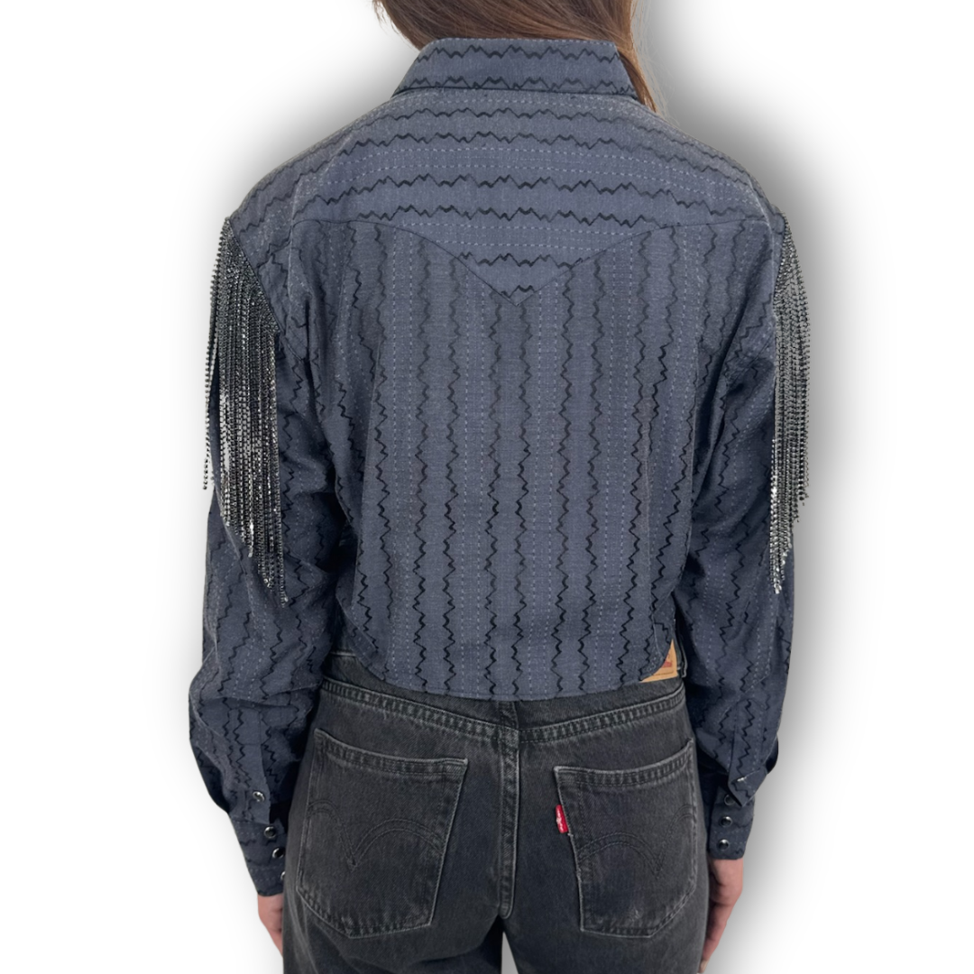 VINTAGE RHINESTONE TIE TOP