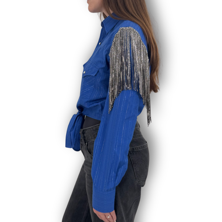 VINTAGE RHINESTONE TIE TOP