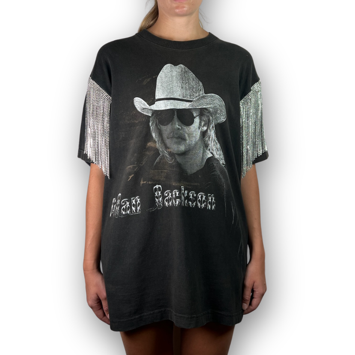 VINTAGE RHINESTONED ALAN JACKSON TSHIRT | MENS L