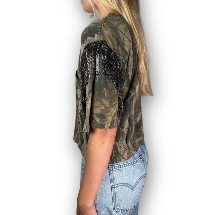 VINTAGE RHINESTONED CAMO TSHIRT