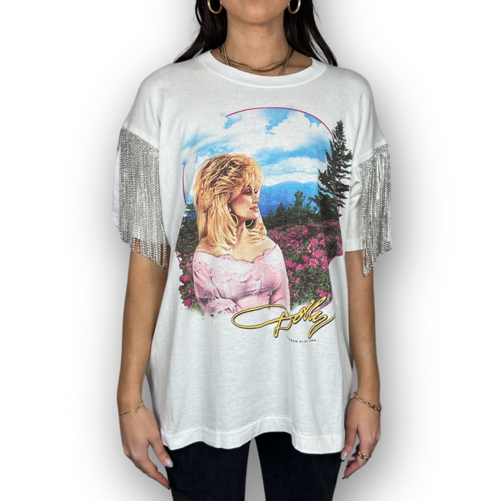 VINTAGE RHINESTONED DOLLY PARTON TSHIRT | MENS M