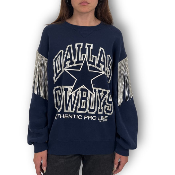 VINTAGE RHINESTONE FRINGE COWBOYS SWEATSHIRT