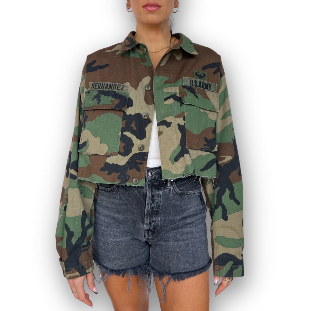 VINTAGE RHINESTONE FRINGE CAMO JACKET