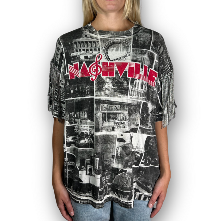 VINTAGE RHINESTONED NASHVILLE TSHIRT | MENS L