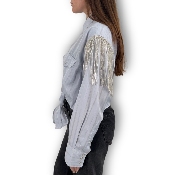 VINTAGE RHINESTONE TIE TOP