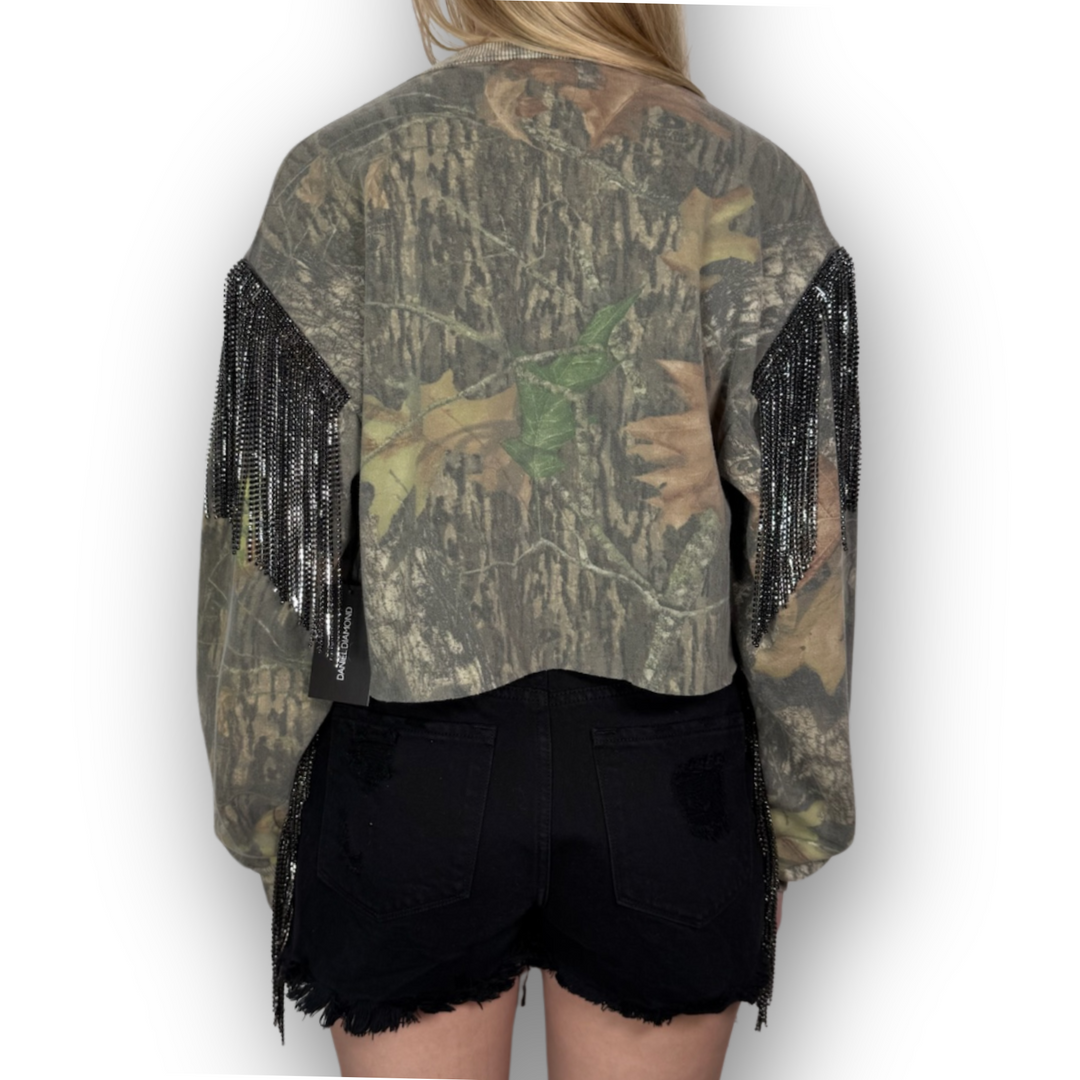 VINTAGE RHINESTONED CAMO SWEATSHIRT