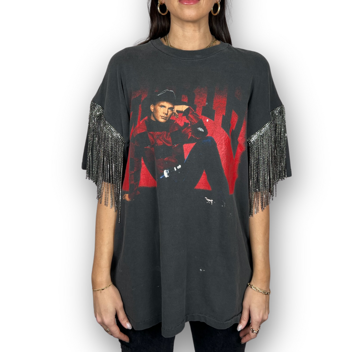 VINTAGE RHINESTONED GARTH BROOKS TSHIRT | MENS L