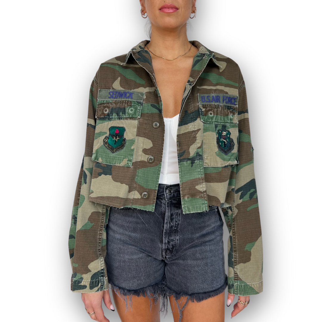 VINTAGE RHINESTONE FRINGE CAMO JACKET