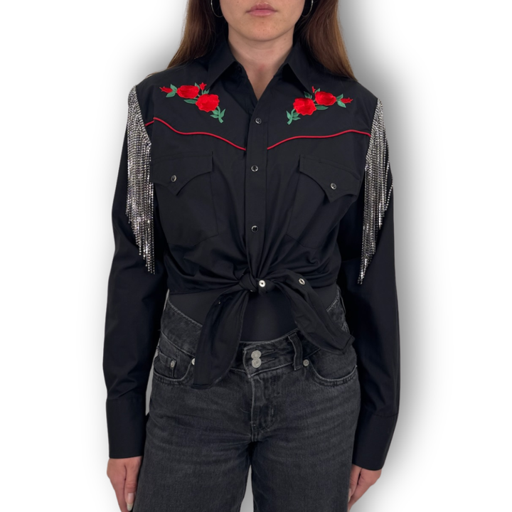 VINTAGE RHINESTONE TIE TOP
