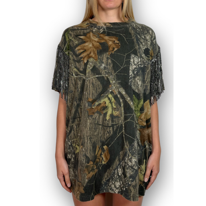 VINTAGE RHINESTONED CAMO TSHIRT | MENS L