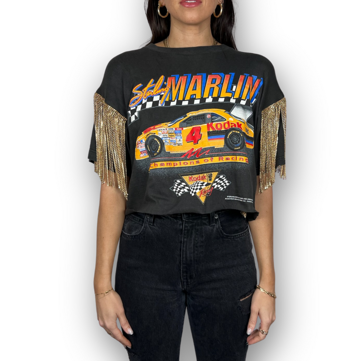 VINTAGE RHINESTONED NASCAR TSHIRT | MENS M