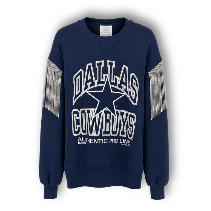 VINTAGE RHINESTONE FRINGE COWBOYS SWEATSHIRT