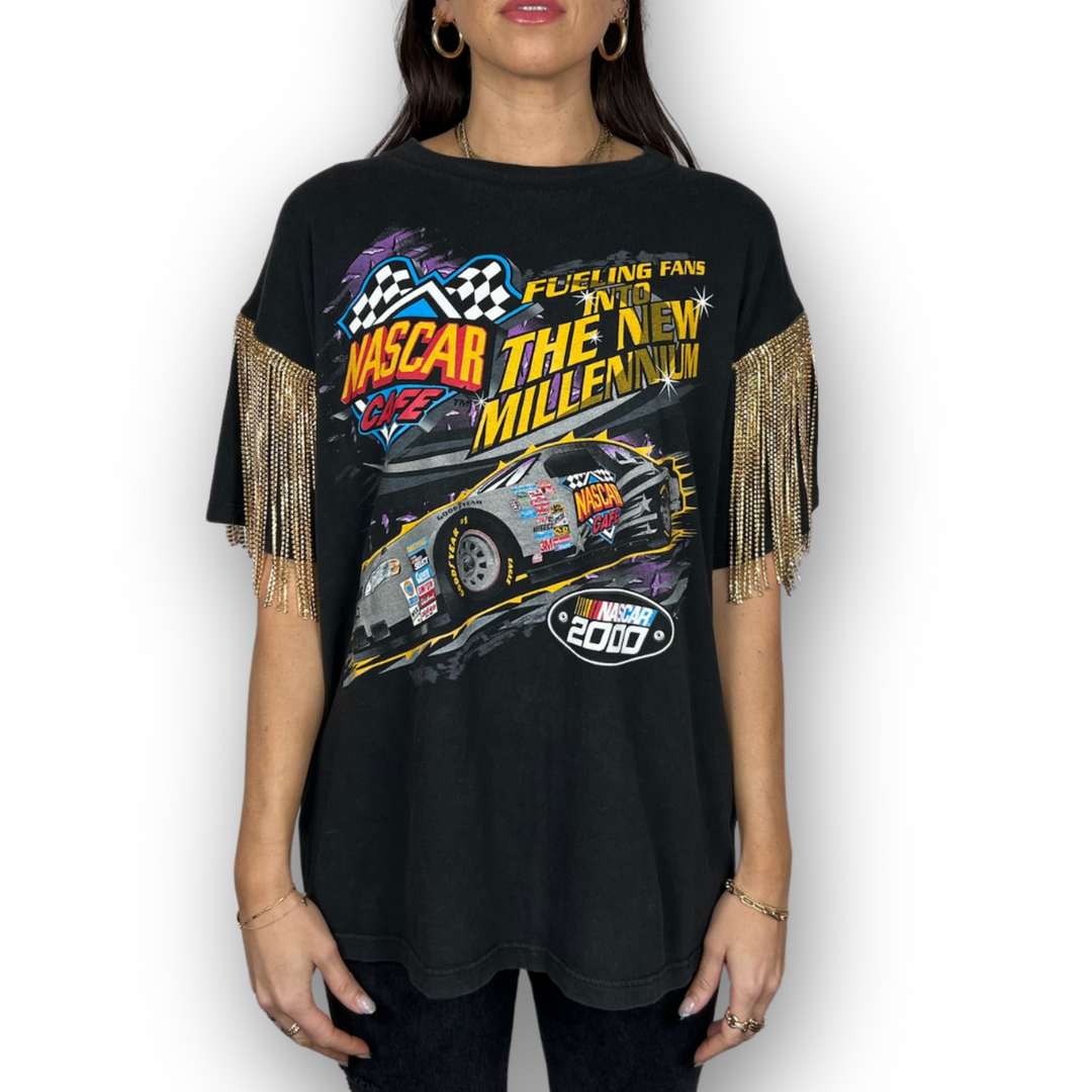 VINTAGE RHINESTONED NASCAR TSHIRT | MENS M