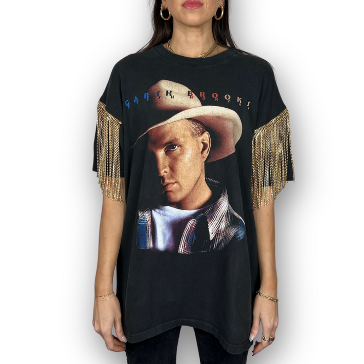 VINTAGE RHINESTONED GARTH BROOKS TSHIRT | MENS L