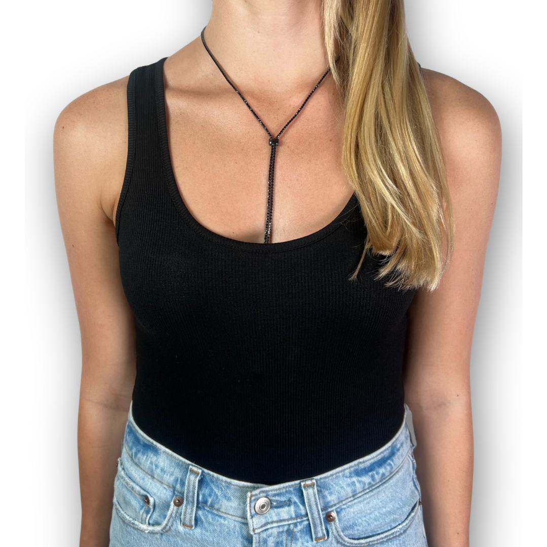 THE LASSO NECKLACE GUNMETAL BLACK