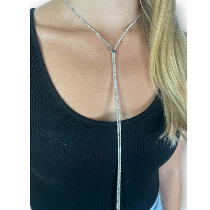 THE LASSO NECKLACE SILVER CRYSTAL