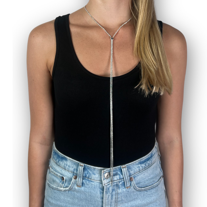 THE LASSO NECKLACE SILVER CRYSTAL