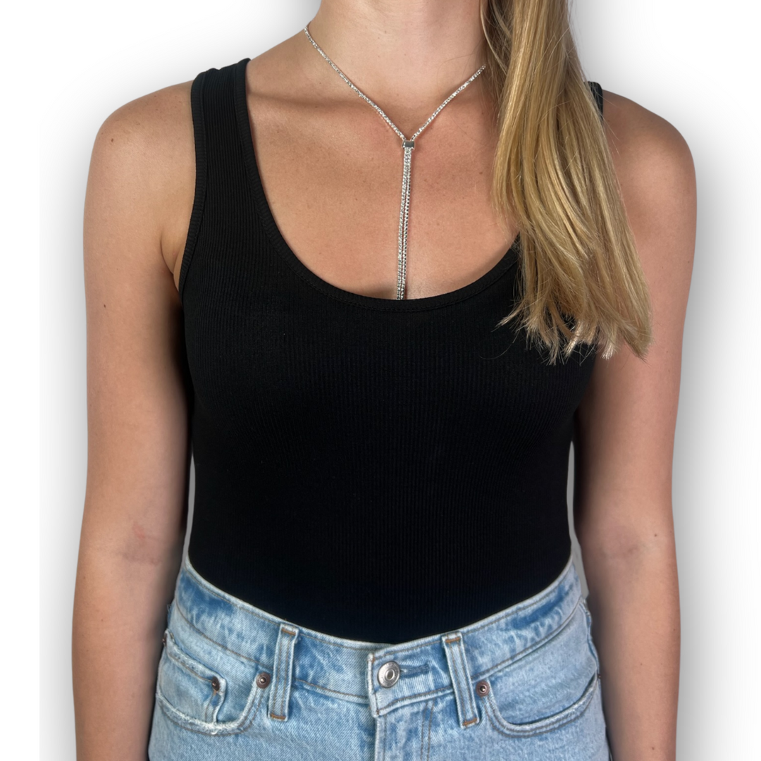 THE LASSO NECKLACE SILVER CRYSTAL