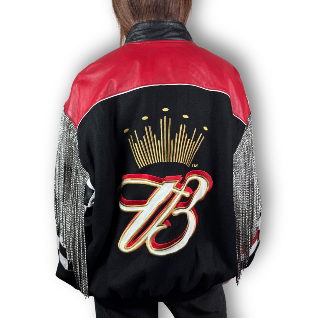 VINTAGE RHINESTONE FRINGE RACING JACKET