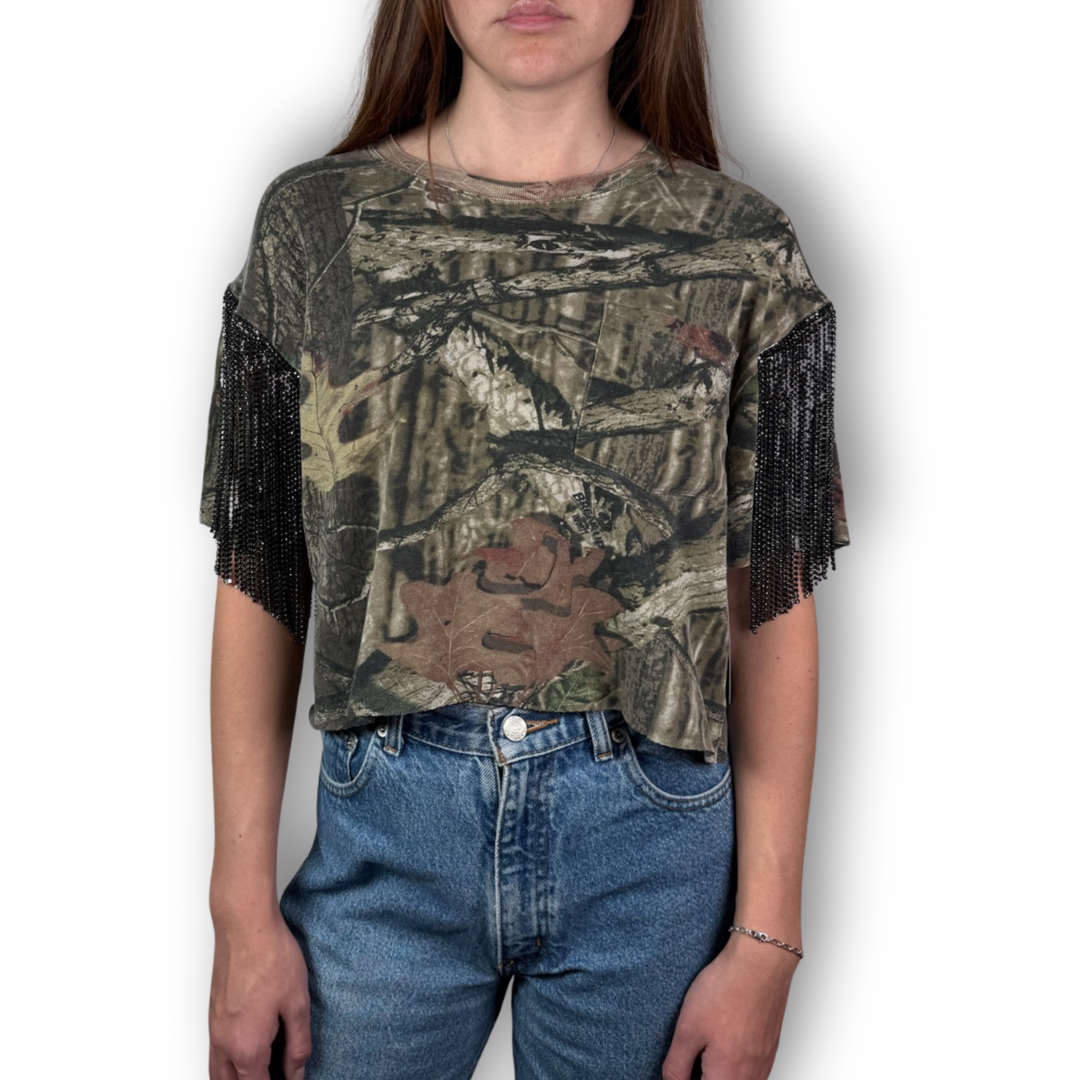 Daniel Diamond cropped vintage camo t-shirt